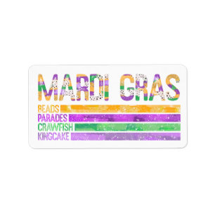 Etiqueta Mardi Gras Miçangas Paradas do Crawfish King Cake