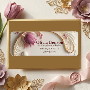 Etiqueta Marfim Macio Dourado Barroco Tulipa Grandeza Chic