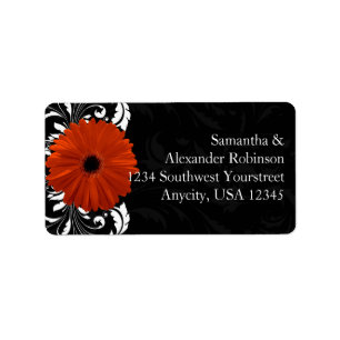 Etiqueta Margarida alaranjada do Gerbera com rolo preto e
