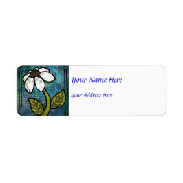 Etiqueta Margarida Branca em Fundo Azul - Colagem