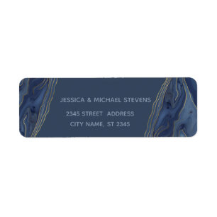 Etiqueta Marinho azul agate líquido mármore romântico elega