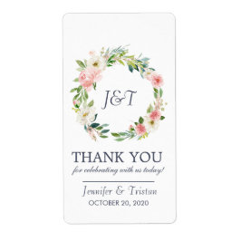 Etiqueta Marinho Azul Blush Floral Casamento Obrigado