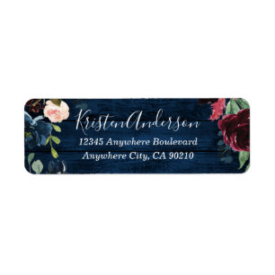 Etiqueta Marinho Azul Borgonha Blush Watercolor Casamento