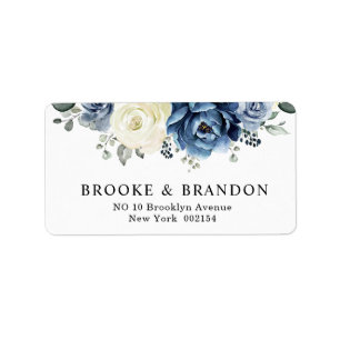 Etiqueta Marinho Azul Dusty Champanhe Ivory Floral Casament