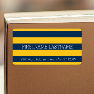 Etiqueta Marinho Azul e Amarelo Râguebi - Riscas Nome Perso