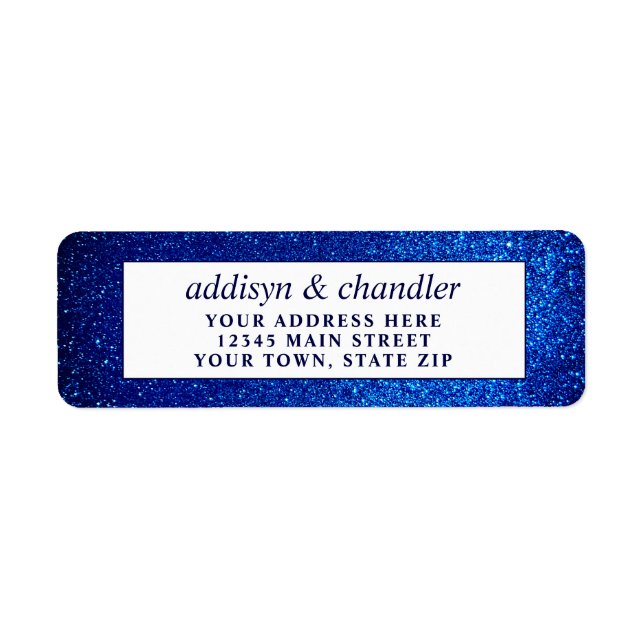 Etiqueta Marinho Azul e Branco Elegante Simples Casamento M (Frente)