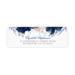 Etiqueta Marinho Azul e Casamento vintage Floral Mauve