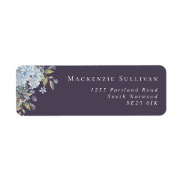 Etiqueta Marinho Azul Hydrangeas Watercolor Return Address 
