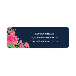 Etiqueta Marinho Azul Rosas Rosa Buquê Flor Casamento Flora