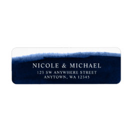 Etiqueta Marinho Azul Watercolor Return Address