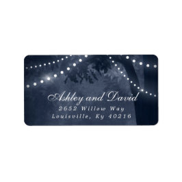 Etiqueta Marinho Blue Rustic Tree String Lights Return Ende