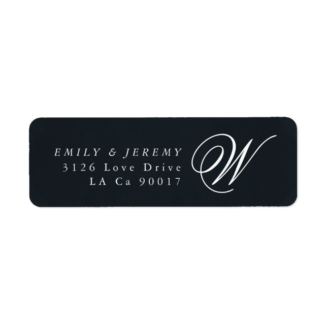 Etiqueta Marinho Clássico Casamento de Monograma Azul (Frente)