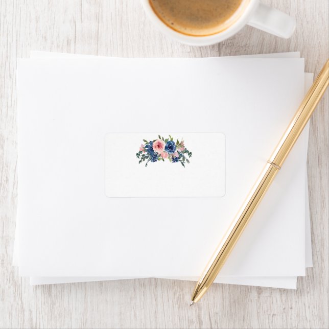 Etiqueta Marinho de Aquarela e Floral Blush (Insitu)