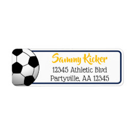 Etiqueta Marinho de futebol e endereço Dourado