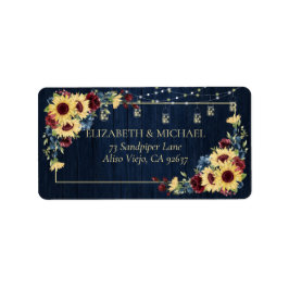 Etiqueta Marinho De Girassol Azul Borgonha Madeira Morada F