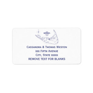 Etiqueta Marinho de Mapa de Vintagem do MÃE da Ilha Nantuck