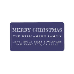 Etiqueta Marinho de Natal Merry Blue White Return Endereço