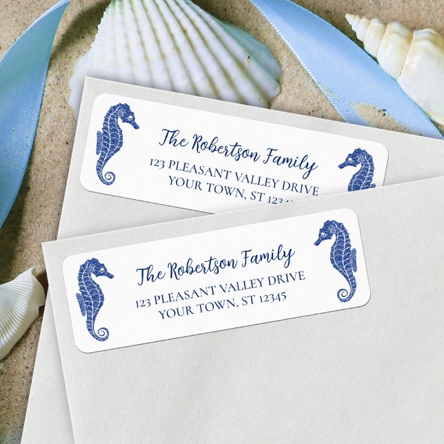 Etiqueta Marinho de Natal para Cavalos-marinhos Endereço de (Criador carregado)