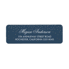 Etiqueta Marinho Dourado de Casamento com Glitter