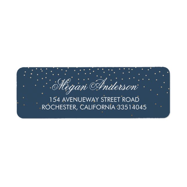 Etiqueta Marinho Dourado de Casamento com Glitter (Frente)