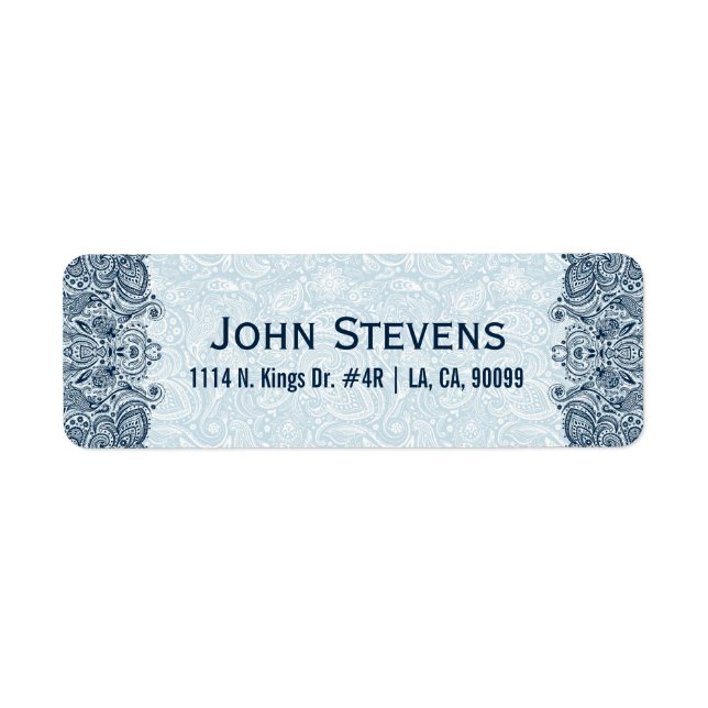 Etiqueta Marinho Elegante e cadáver Floral Azul Bebê (Frente)