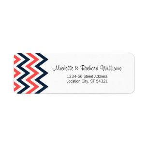 Etiqueta Marinho moderno & Chevron & Lovebirds corais que
