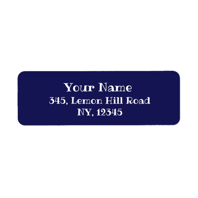 Etiqueta Marinho Sólido Elegante Simples Azul (Frente)