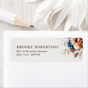 Etiqueta Marinho Terracotta Blue Pampas Grass Endereço de D