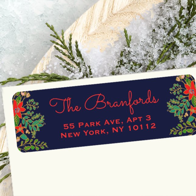 Etiqueta Marinho tradicional de Wreath de Natal (Criador carregado)