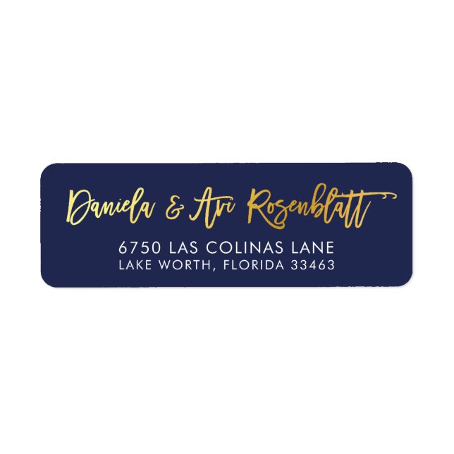 Etiqueta MARINHO + ZACHARY de ouro com nomes falsos em ouro (Frente)