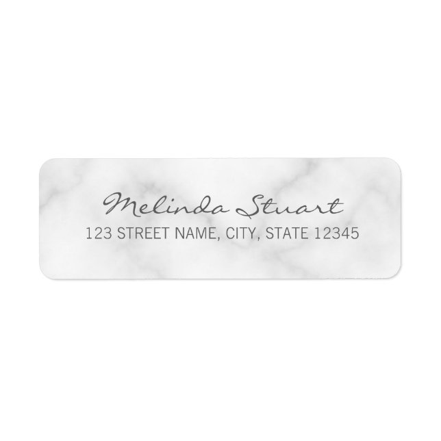 Etiqueta Mármore Branco de Script Moderno (Frente)