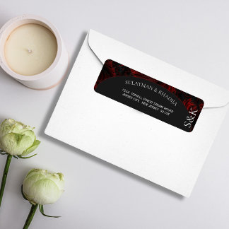 Etiqueta Maroon Elegant Islamic Wedding Return Endereço
