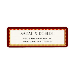 Etiqueta Marquee de Cinema Retro Endereço de Casamento de S