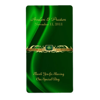 Etiqueta Marquês Green Silk Dourado Scroll Wine Nuptura Rót