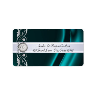 Etiqueta Marquis Teal & Silver Silk Address Labs