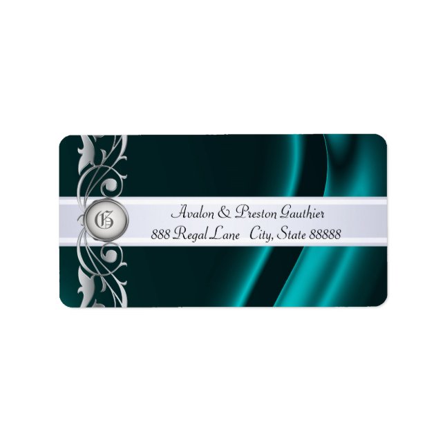 Etiqueta Marquis Teal & Silver Silk Address Labs (Frente)