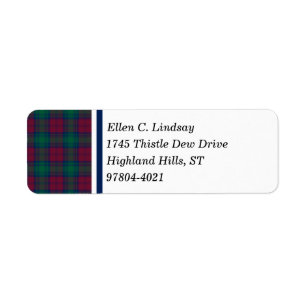 Etiqueta Marrom do clã de Lindsay, verde, e Tartan azul