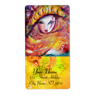 ETIQUETA MÁSCARA CARNIVAL AMARELO COM ROSA VERMELHA