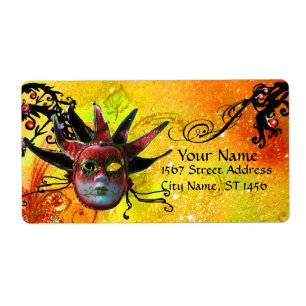 Etiqueta MÁSCARA DE JESTER PRETO E VERMELHO, Mascarada