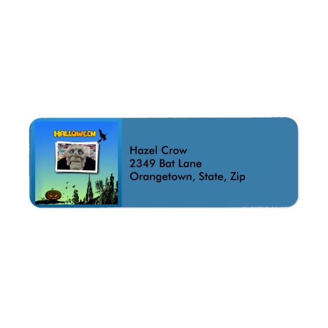 Etiqueta Máscara de Velho, Bruxa e Abóbora (Frente)