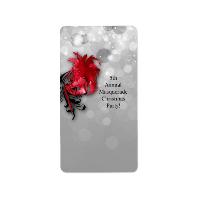 Etiqueta mascarada vermelho miniatura de Hershey de 1,25"x2 (Frente)