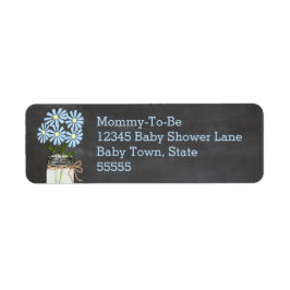 Etiqueta Mason Jar com a aparência do quadro de calhas azui