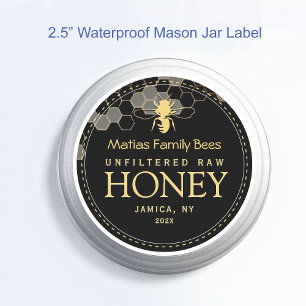 Etiqueta Mason Jar Honey 25 2,5" à prova de água