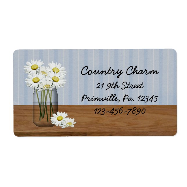 Etiqueta Mason Jar Of Daisies (Frente)