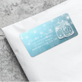 Etiqueta Mason Jar String Light Blue Floral Address