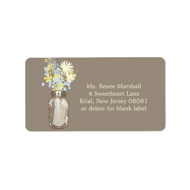 Etiqueta Mason Jar & Wildflower (Frente)