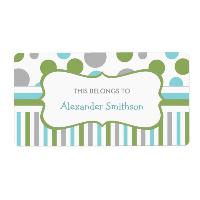 Etiqueta Material escolar verde azul para creches 3471 (Frente)