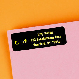 Etiqueta Mau Amarelo-Amarelo-Spooky Olhos de Halloween