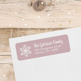 Etiqueta Mauve Winter Snowflake Endereço para devolução de 