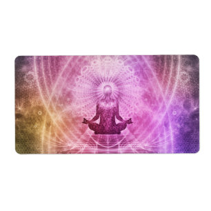 Etiqueta Meditação espiritual de Yoga Zen Colorida